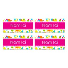 Bubbles Rectangle Name Label - French