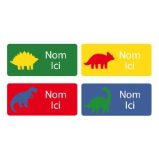 Dino Silhouette Rectangle Name Labels - French