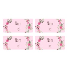 Flower Wreath Rectangle Name Labels - French