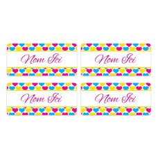 Hearts Rectangle Name Labels - French