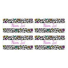 Leopard Print Rectangle Name Labels - French