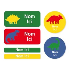 Pack d'étiquettes nominatives mélangées - Silouhettes de dinosaures - FR|CA-FR