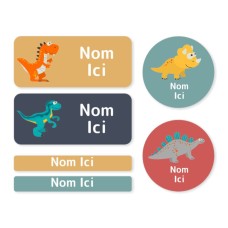 Pack d'étiquettes nominatives mélangées - Dinosaures - FR|CA-FR