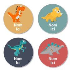 FR - Dinosaur Round Name Label