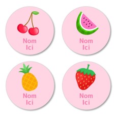 FR - Tropical Fruit Round Name Label