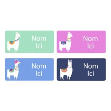 Llama Rectangle Name Labels - French