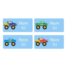 Monster Truck Rectangle Name Labels - French