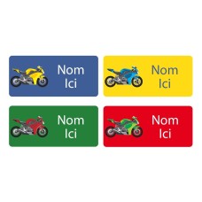 Motorbike Rectangle Name Labels - French