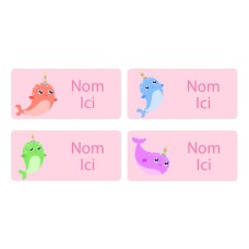 Narwhal Rectangle Name Labels - French