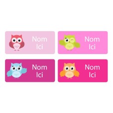 Owls Rectangle Name Labels - French