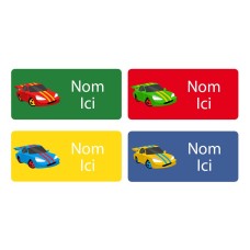 Racing Cars Rectangle Name Labels - French