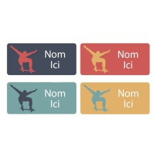 Skater Rectangle Name Labels - French