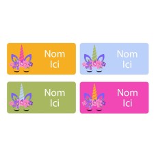 Unicorn Horn Rectangle Name Labels - French