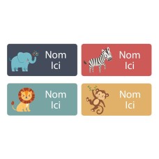 Zoo Animals Rectangle Name Labels - French